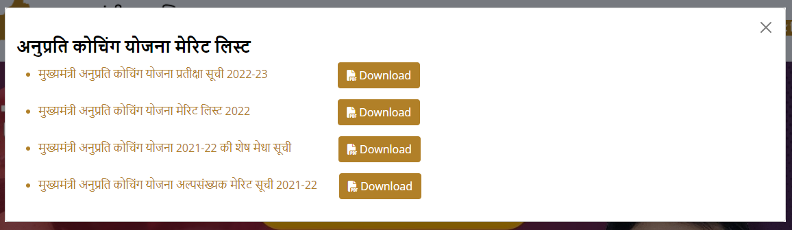 anuprati coaching yojana 2023 merit list