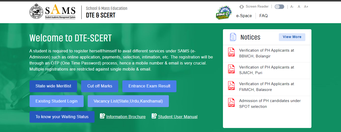 sams odisha +2 merit list